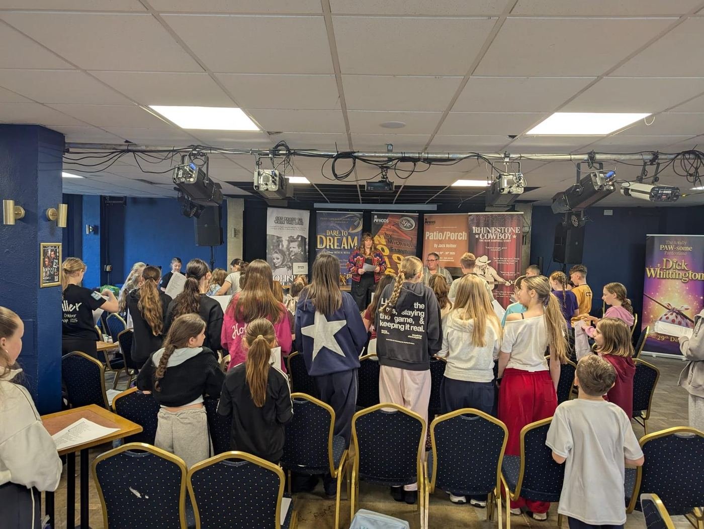 Students taking part in a singing class